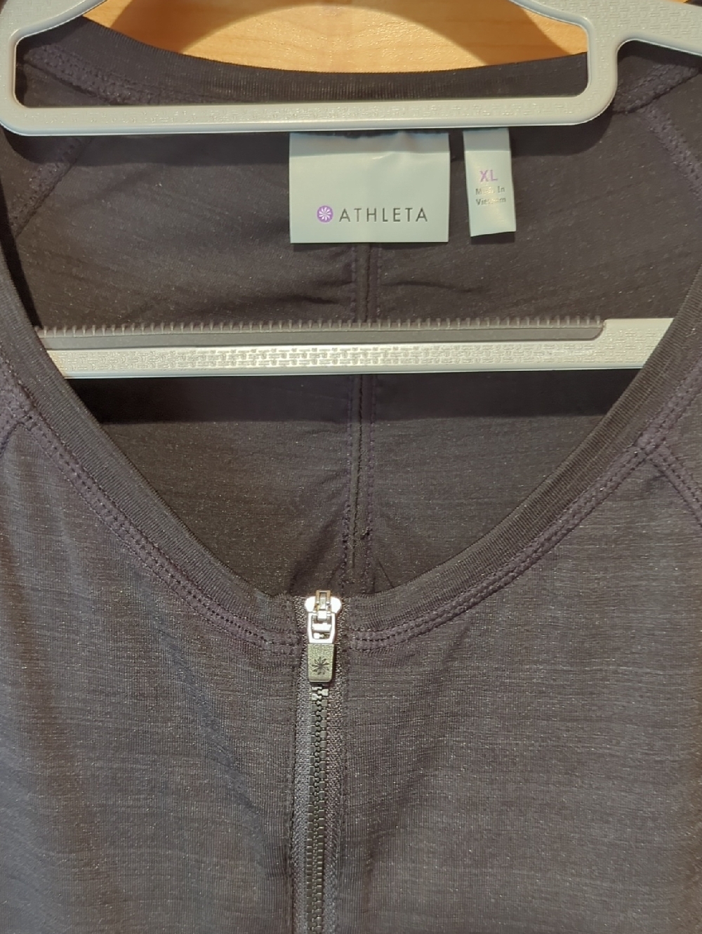 #171 NWT Athleta Pacifica UPF 50 Half Zip Shirt Black XL Running - Picture 3 of 5